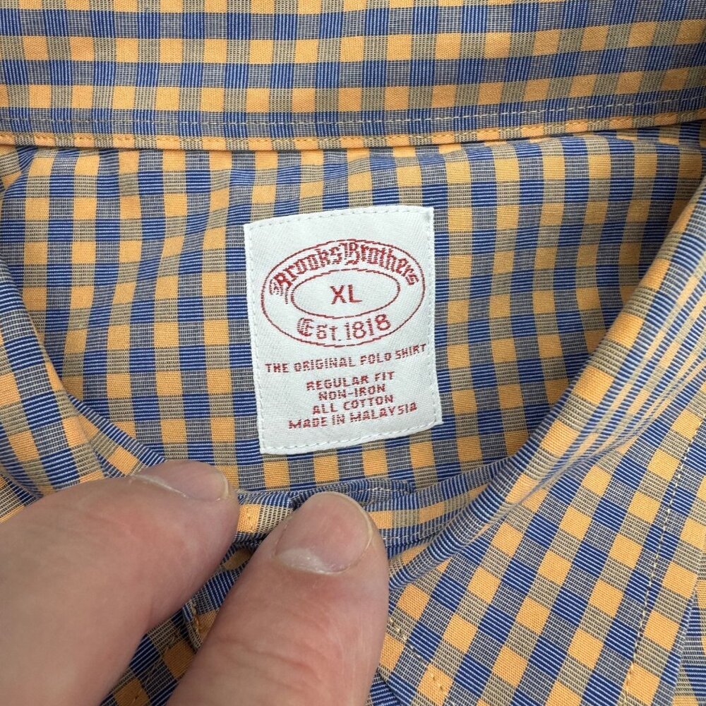 Brooks Brother Mens Regular Fit Non Iron Button Down SS Plaid Shirts, Size XL - Picture 3 of 5